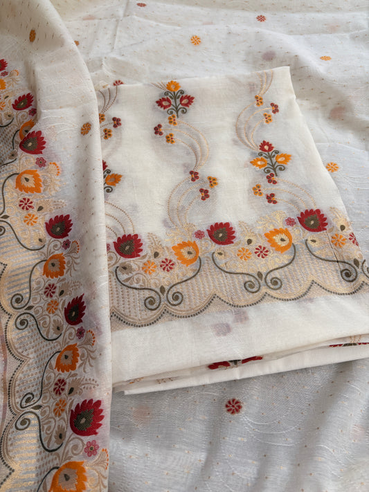 White base meenadar 3 piece suit set