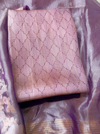 Purple tissue brocade suit set