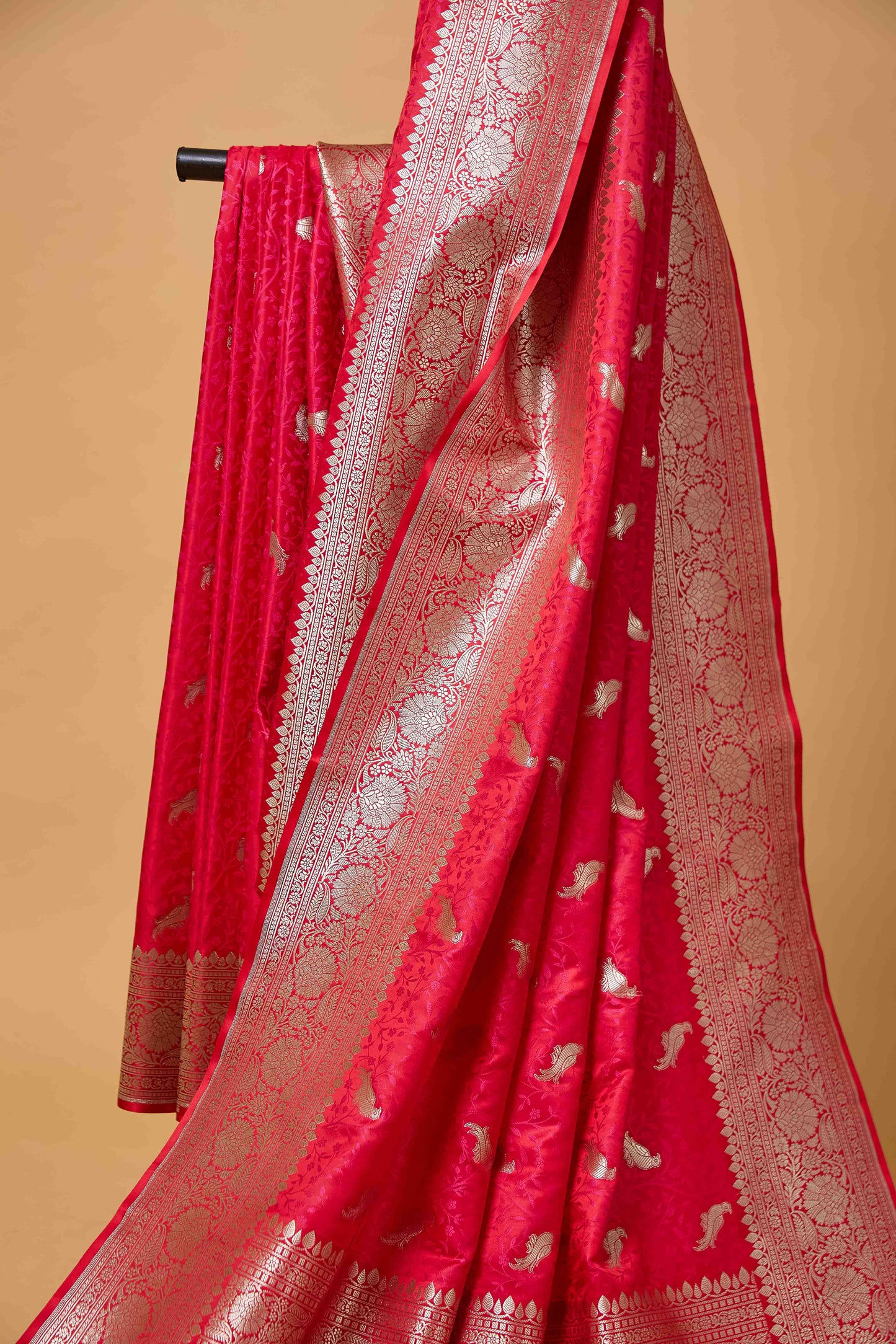 Red Mashru Silk Tenchui Weaving Saree