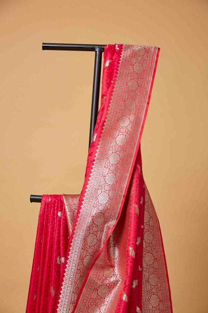 Red Mashru Silk Tenchui Weaving Saree