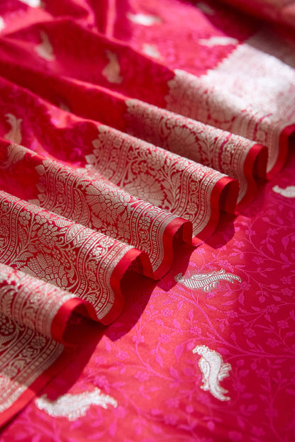 Red Mashru Silk Tenchui Weaving Saree