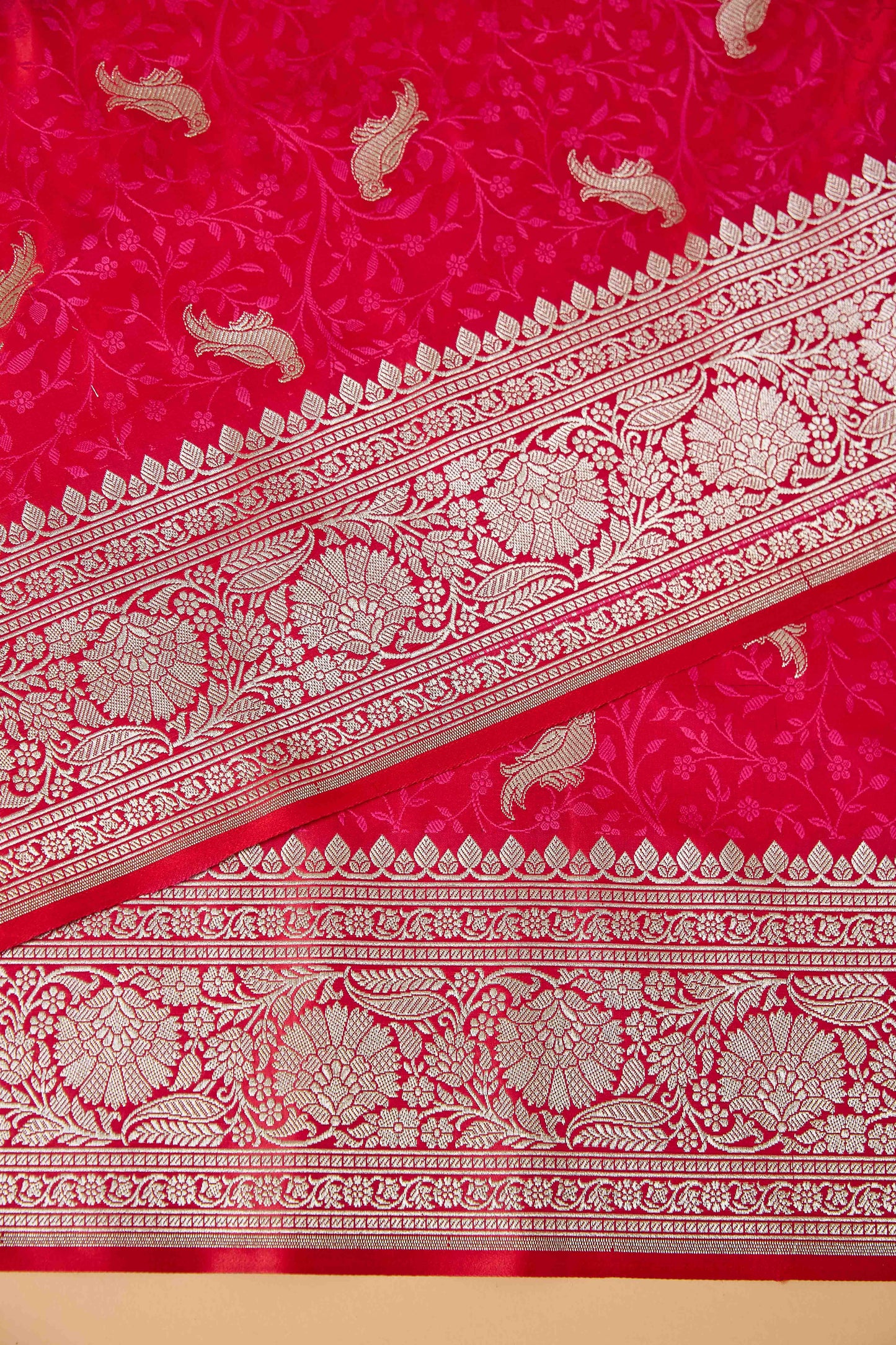 Red Mashru Silk Tenchui Weaving Saree