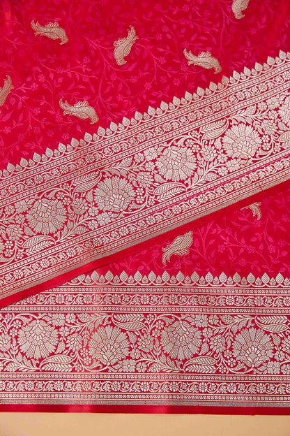 Red Mashru Silk Tenchui Weaving Saree