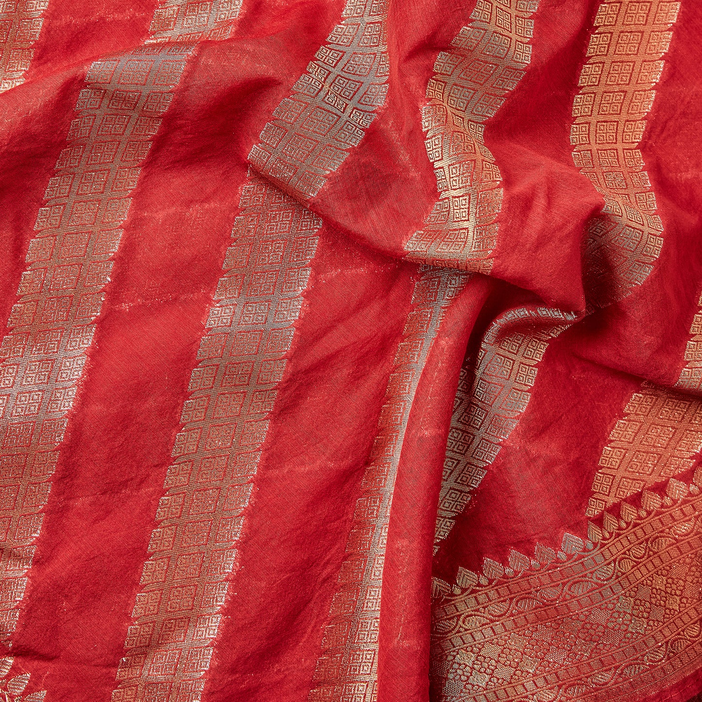 Red Brocade Chanderi Cotton Suit Set – Weavers and Artisans