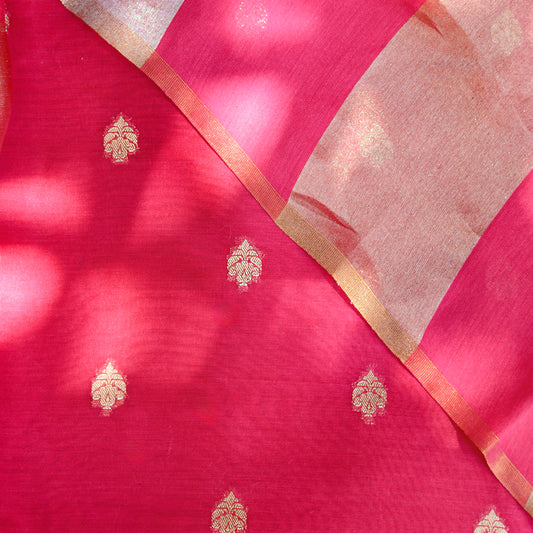 Pink Chanderi silk suit set