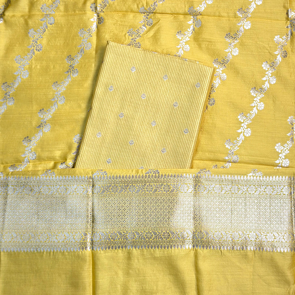 Yellow Chiniya silk suit set