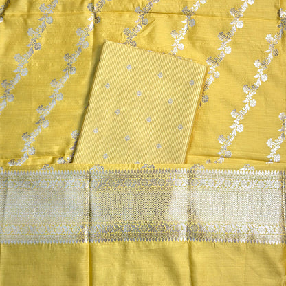 Yellow Chiniya silk suit set