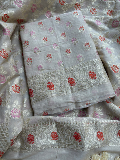 Cream moonga silk meenadar suit set