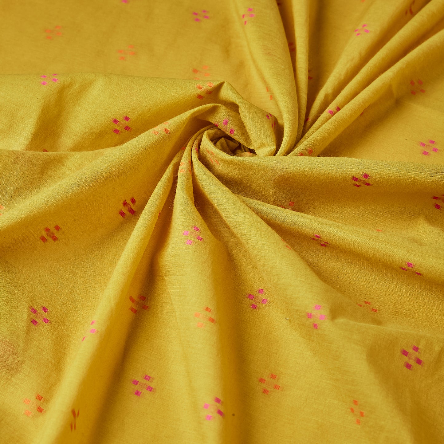 Mustard Beautiful Triangle flower weaving, full jaal weaving dupatta, plain bottom