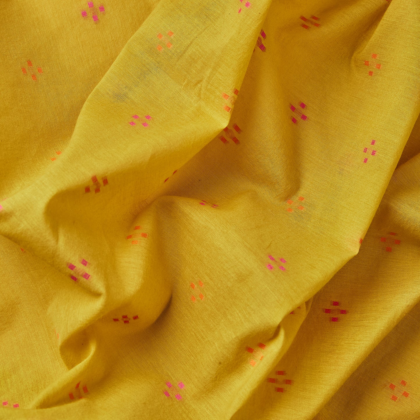 Mustard Beautiful Triangle flower weaving, full jaal weaving dupatta, plain bottom