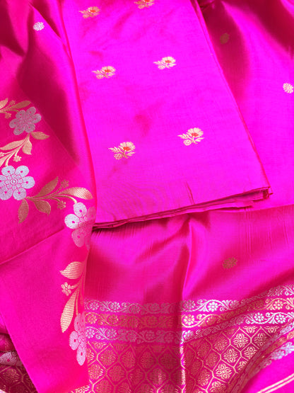 Pink katan by katan silk 3 piece suit set