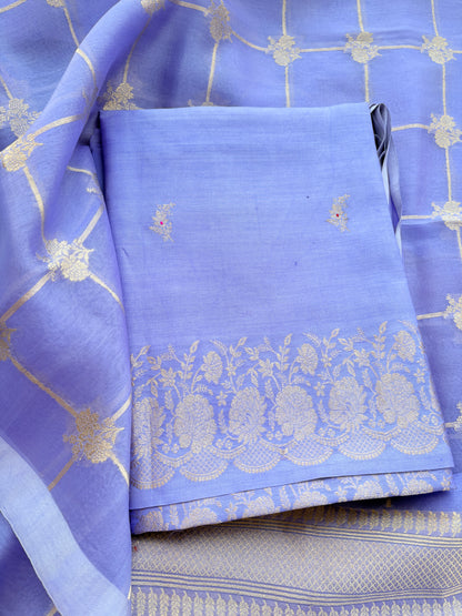 Lavender Chiniya silk kora silk suit set