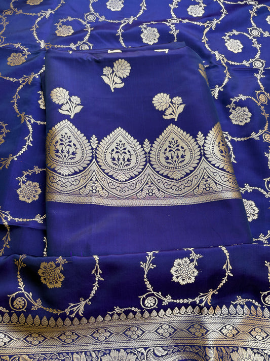 Blue mashru silk 3 piece suit set