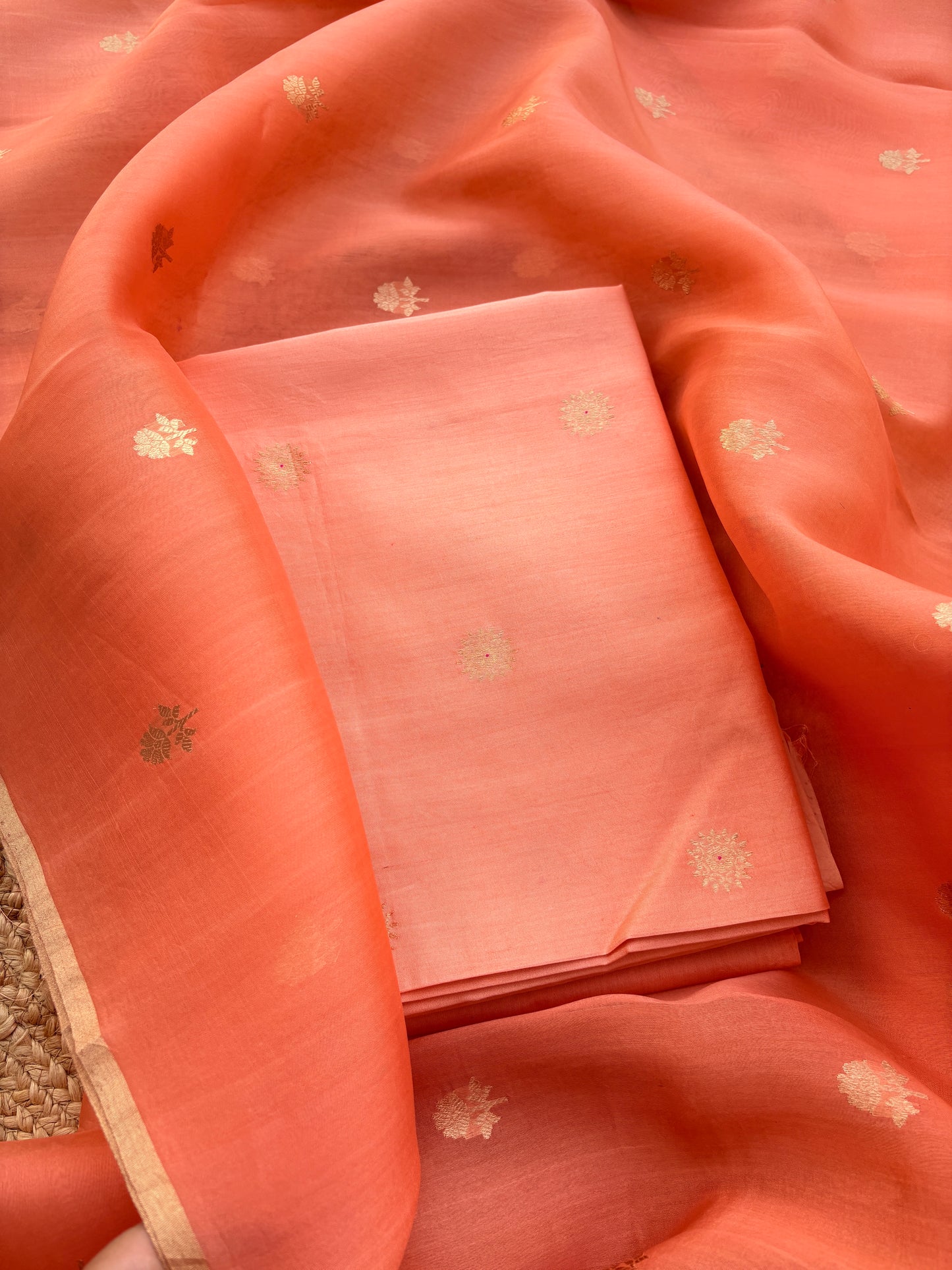 Peach kora Chiniya suit set