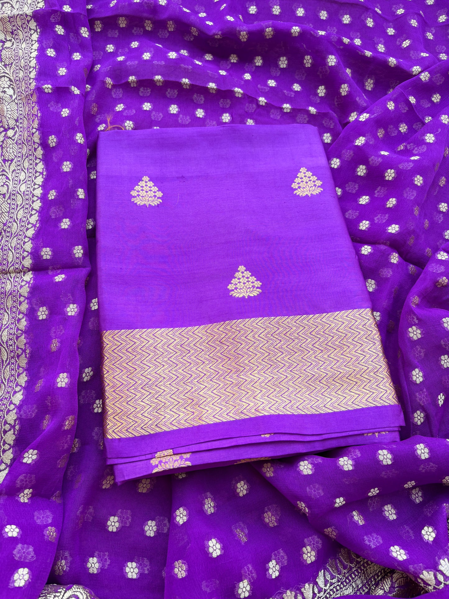 Lavender Chiniya silk suit and Khaddi georgette dupatta