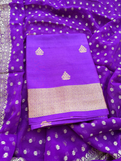 Lavender Chiniya silk suit and Khaddi georgette dupatta