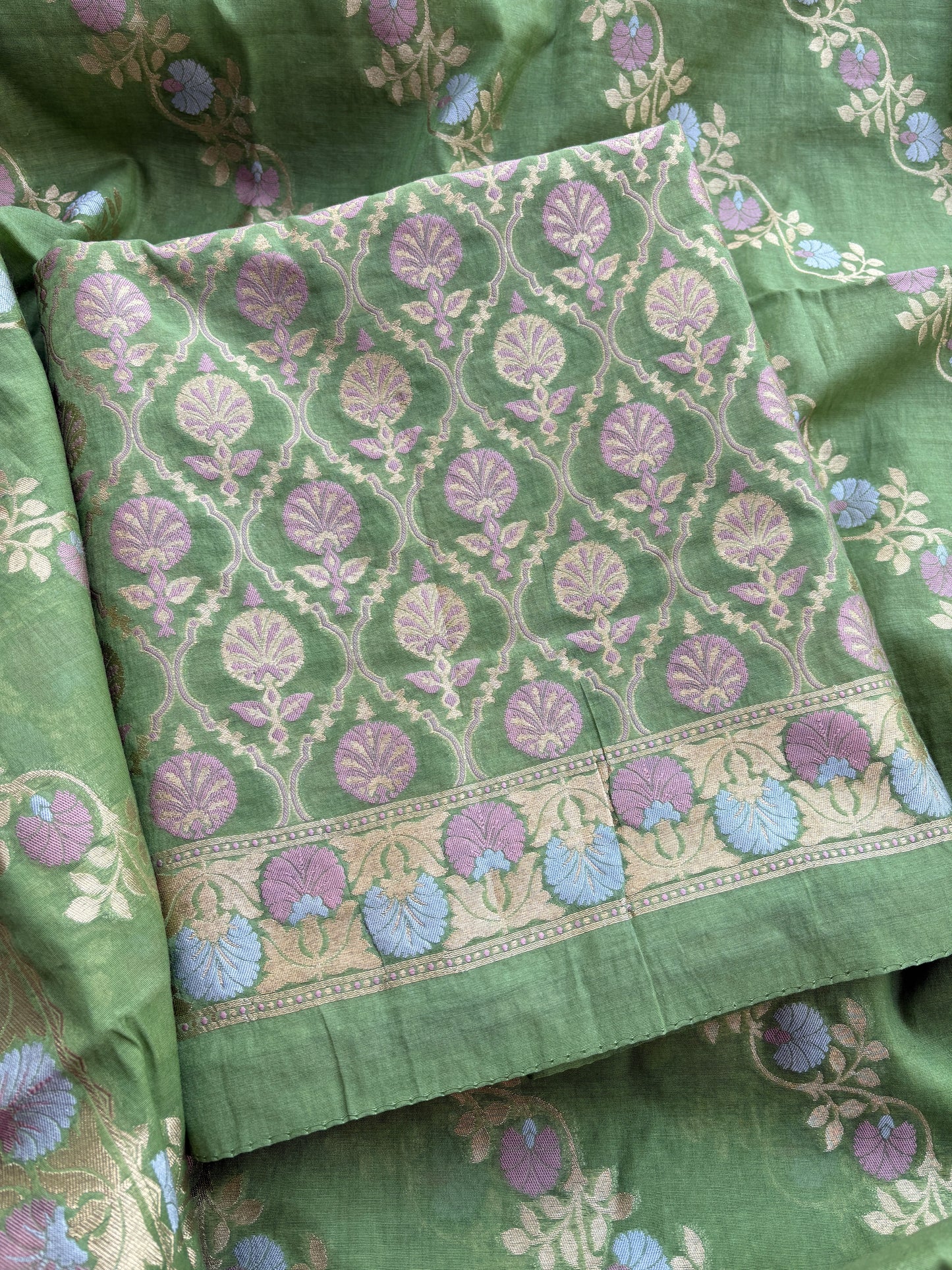 Green meenadar Chanderi suit  set