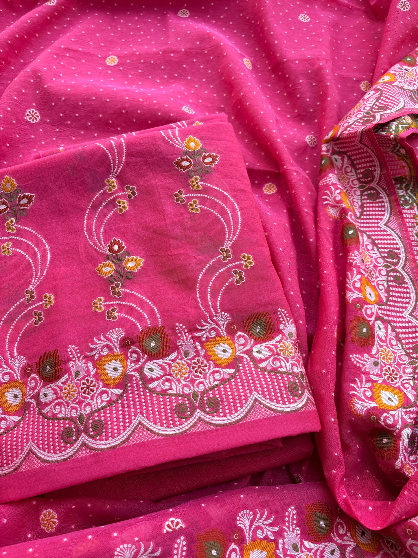 Pink Chanderi meenadar suit set