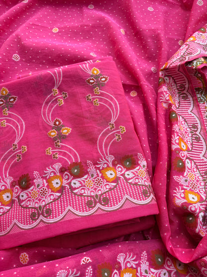 Pink Chanderi meenadar suit set