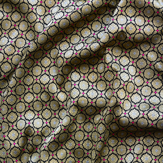 Black katan silk jaal fabric