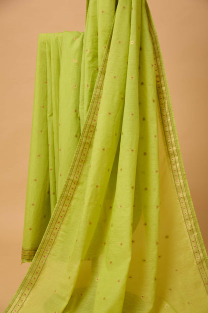 Green Jamndani Cotton meenakari saree