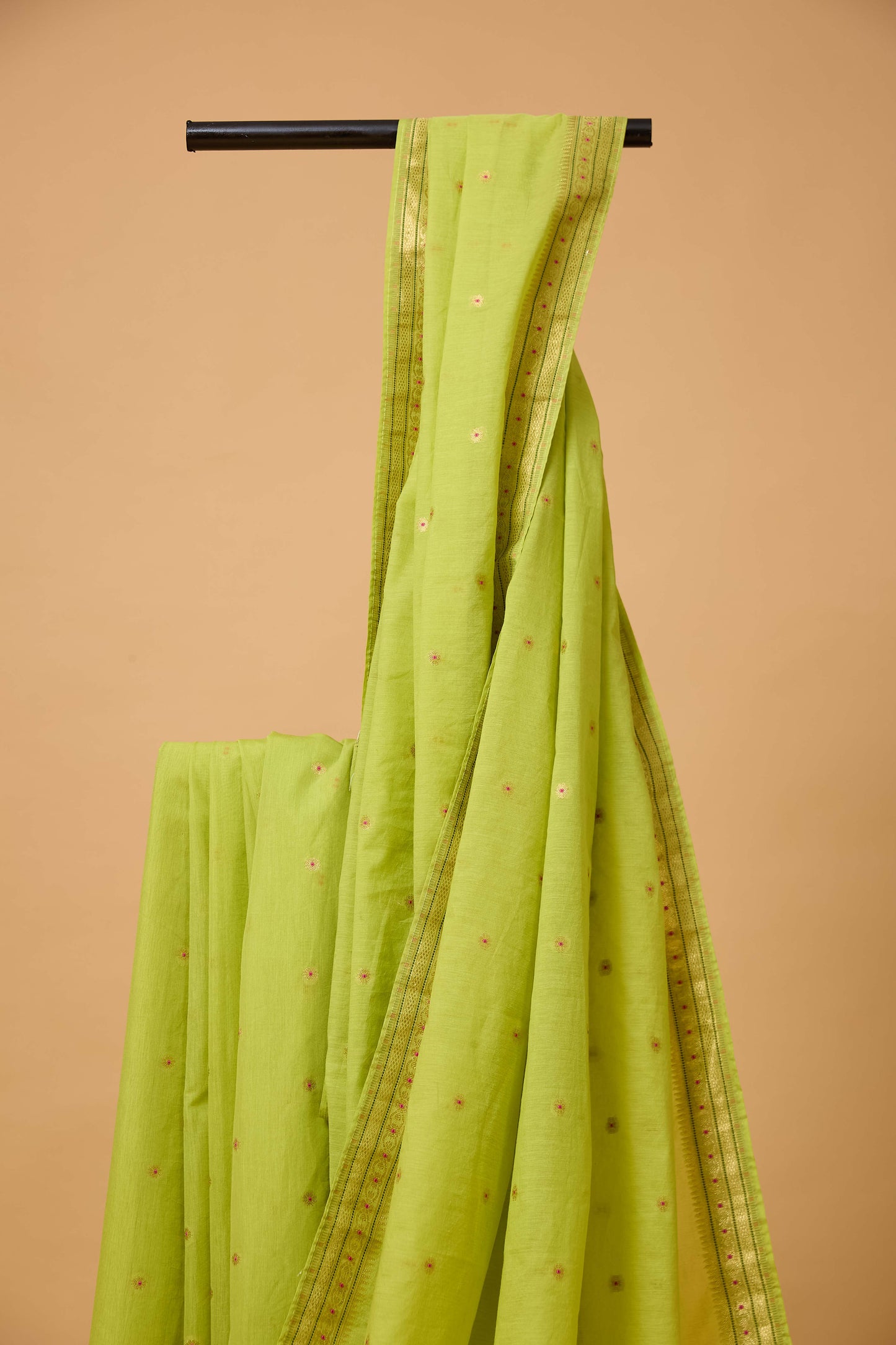Green Jamndani Cotton meenakari saree