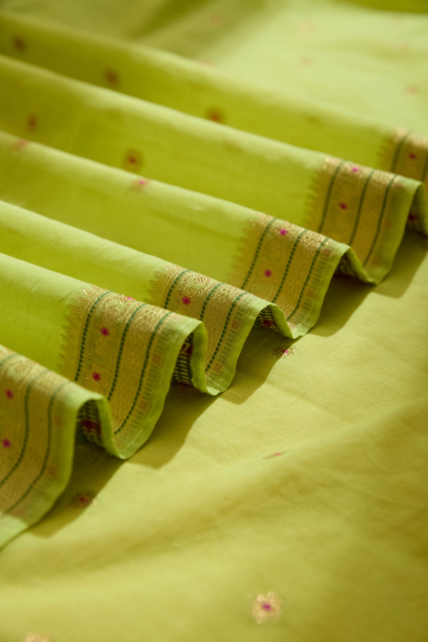 Green Jamndani Cotton meenakari saree