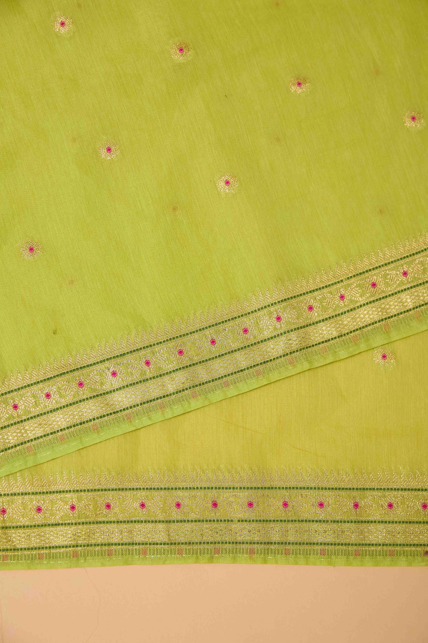 Green Jamndani Cotton meenakari saree