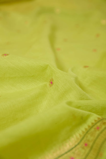 Green Jamndani Cotton meenakari saree