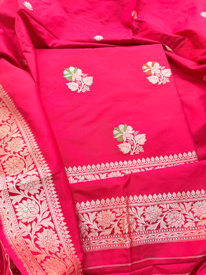 Red katan by katan silk meenadar suit set