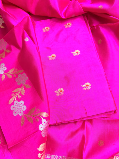 Pink katan by katan silk 3 piece suit set