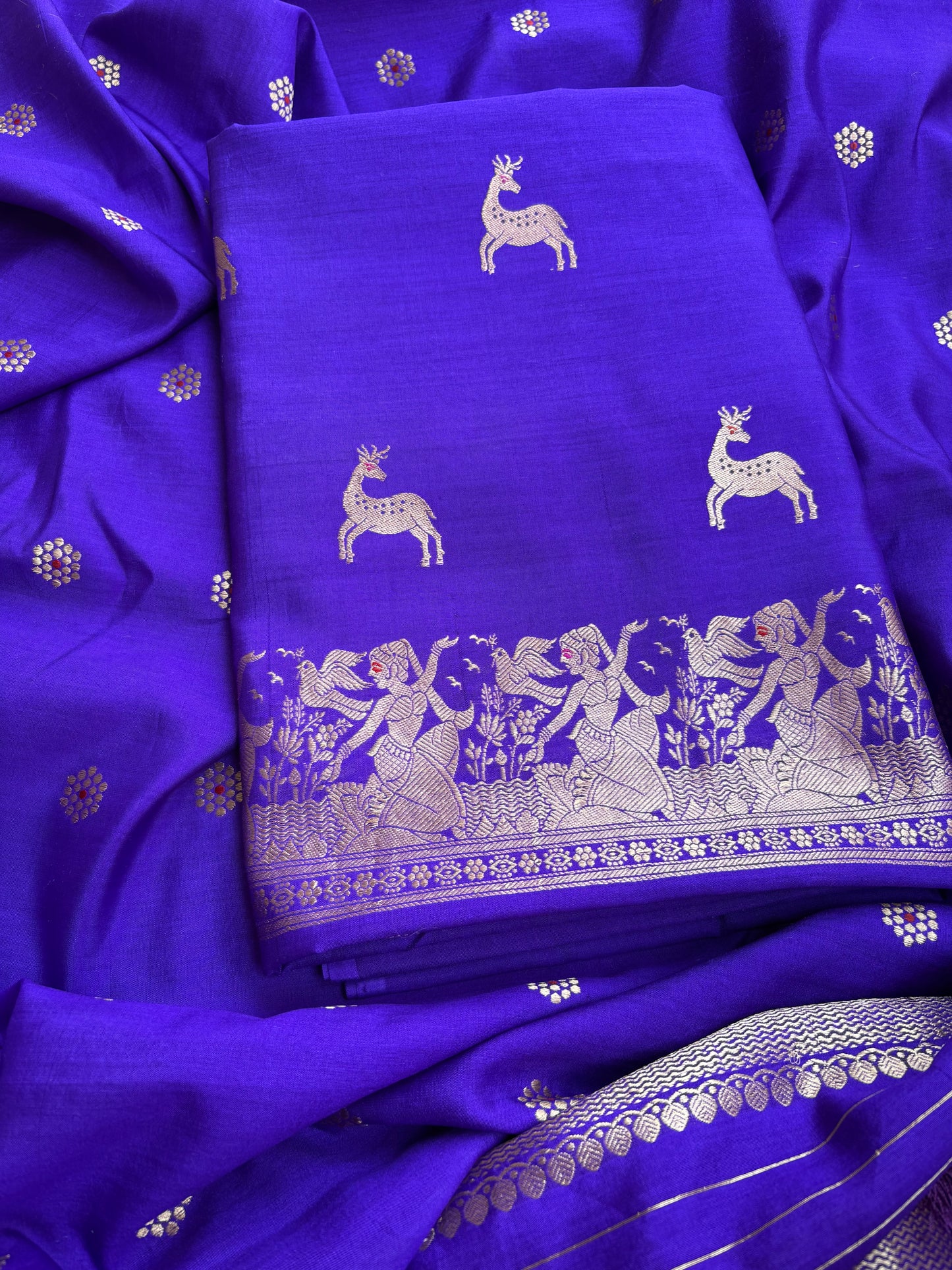 Purple Chiniya silk 3 piece suit set