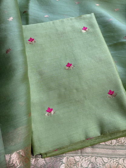 Green Chiniya kora suit set