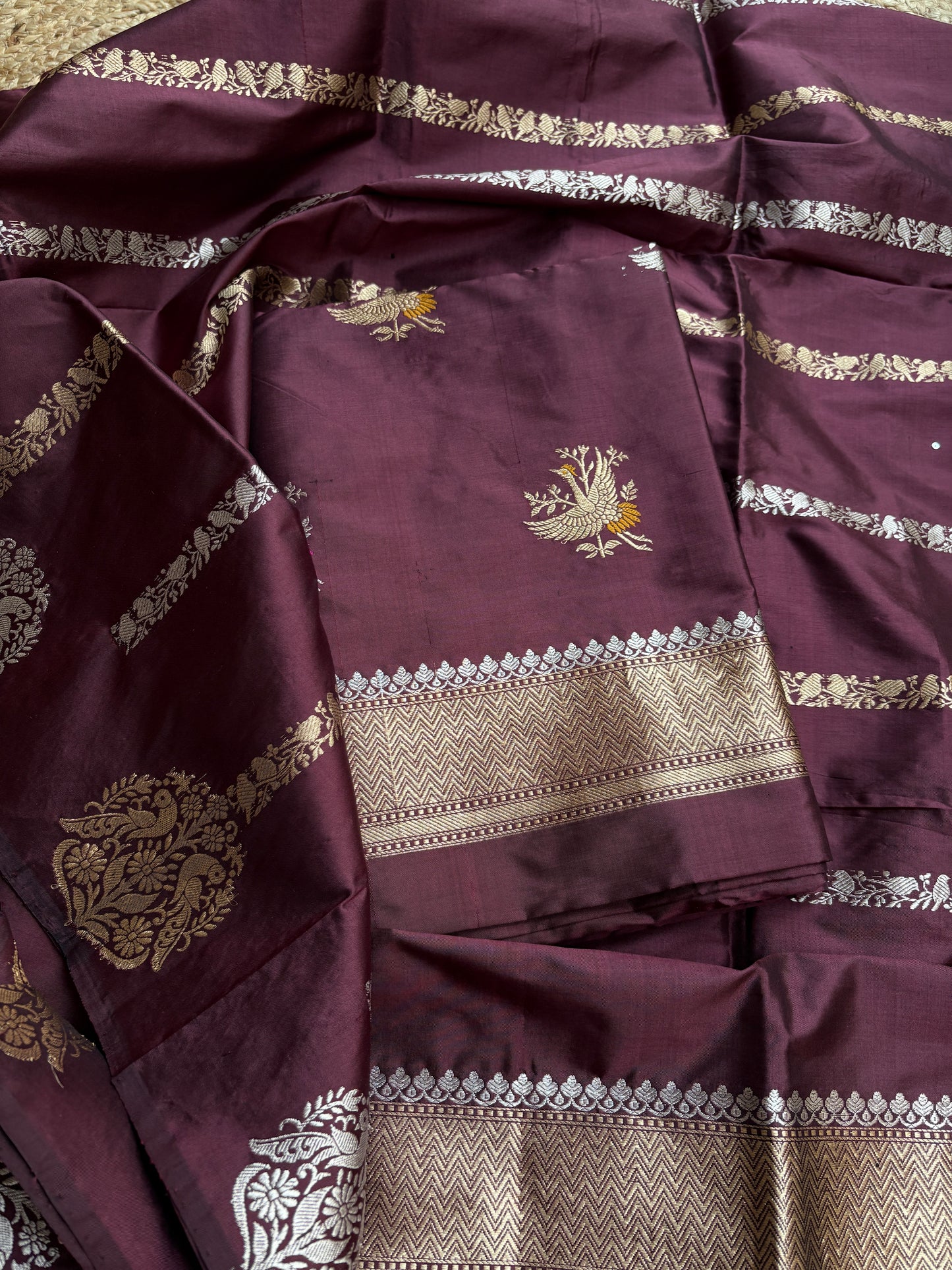 Coffee mango silk suit set