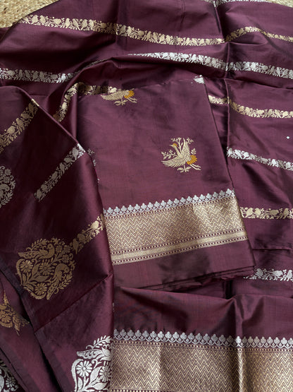 Coffee mango silk suit set