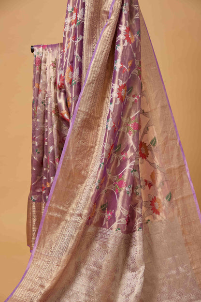 Lavender Meenadar Kota Tissue Saree