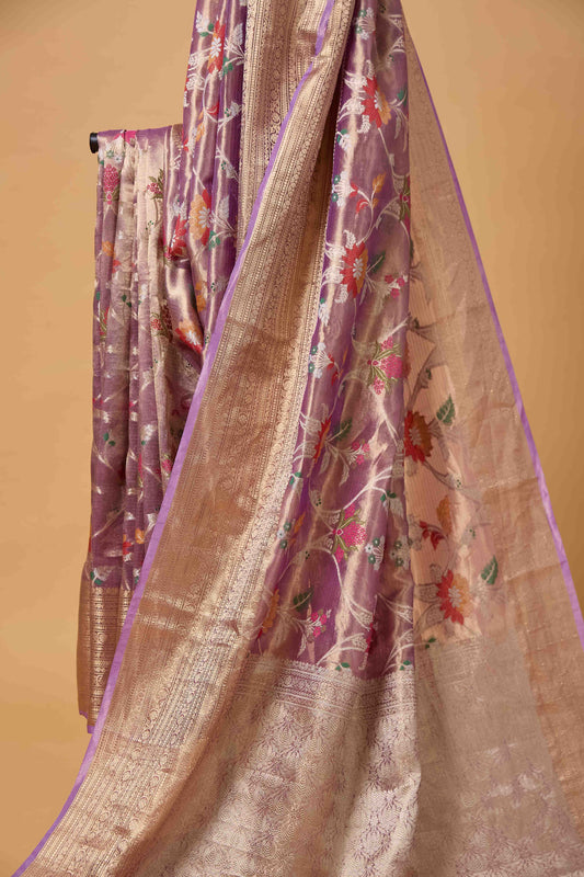 Lavender Meenadar Kota Tissue Saree