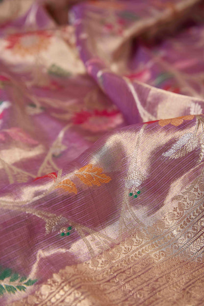 Lavender Meenadar Kota Tissue Saree
