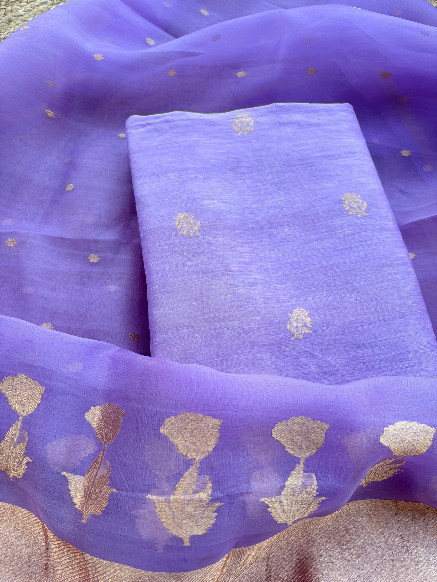 Lavender linen silk suit set
