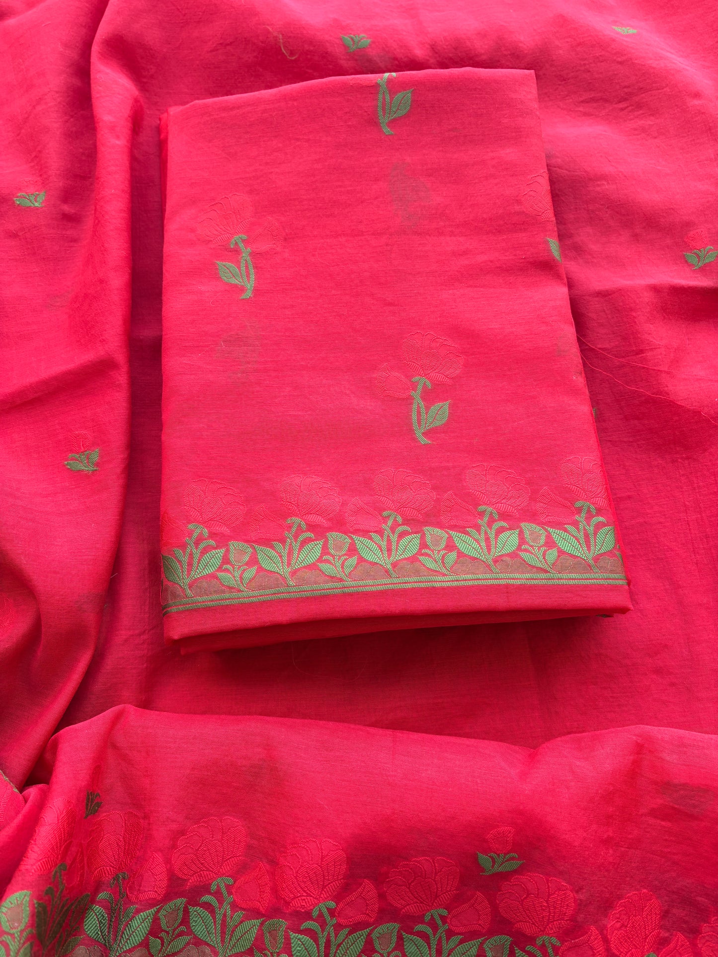 Red Chanderi Resham weaving Chanderi Suit set