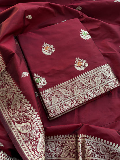Maroon meenadar katan  kadhwa suit set