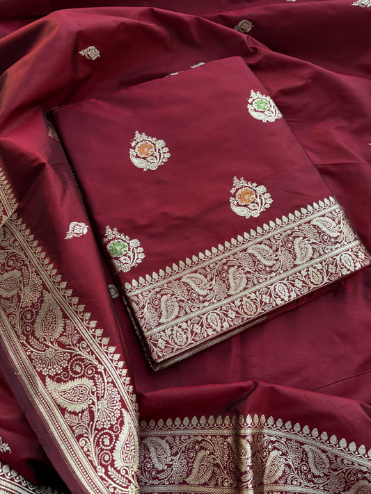 Maroon meenadar katan  kadhwa suit set