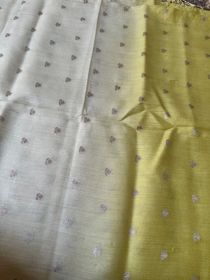 Lime yellow ombré shaded moonga silk dupatta