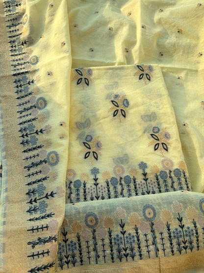 Lime Resham weaving flower weaving suit set