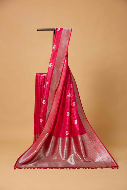 Red Mashru Silk Tenchui Weaving Saree