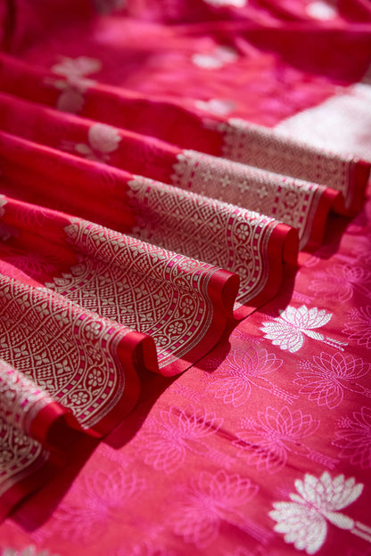 Red Mashru Silk Tenchui Weaving Saree