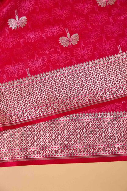 Red Mashru Silk Tenchui Weaving Saree