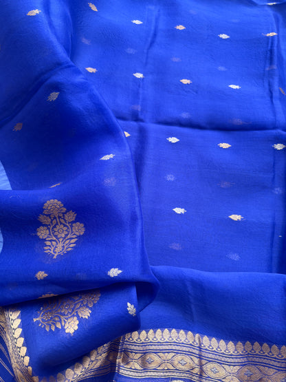 Blue kora kadhwa silk suit set