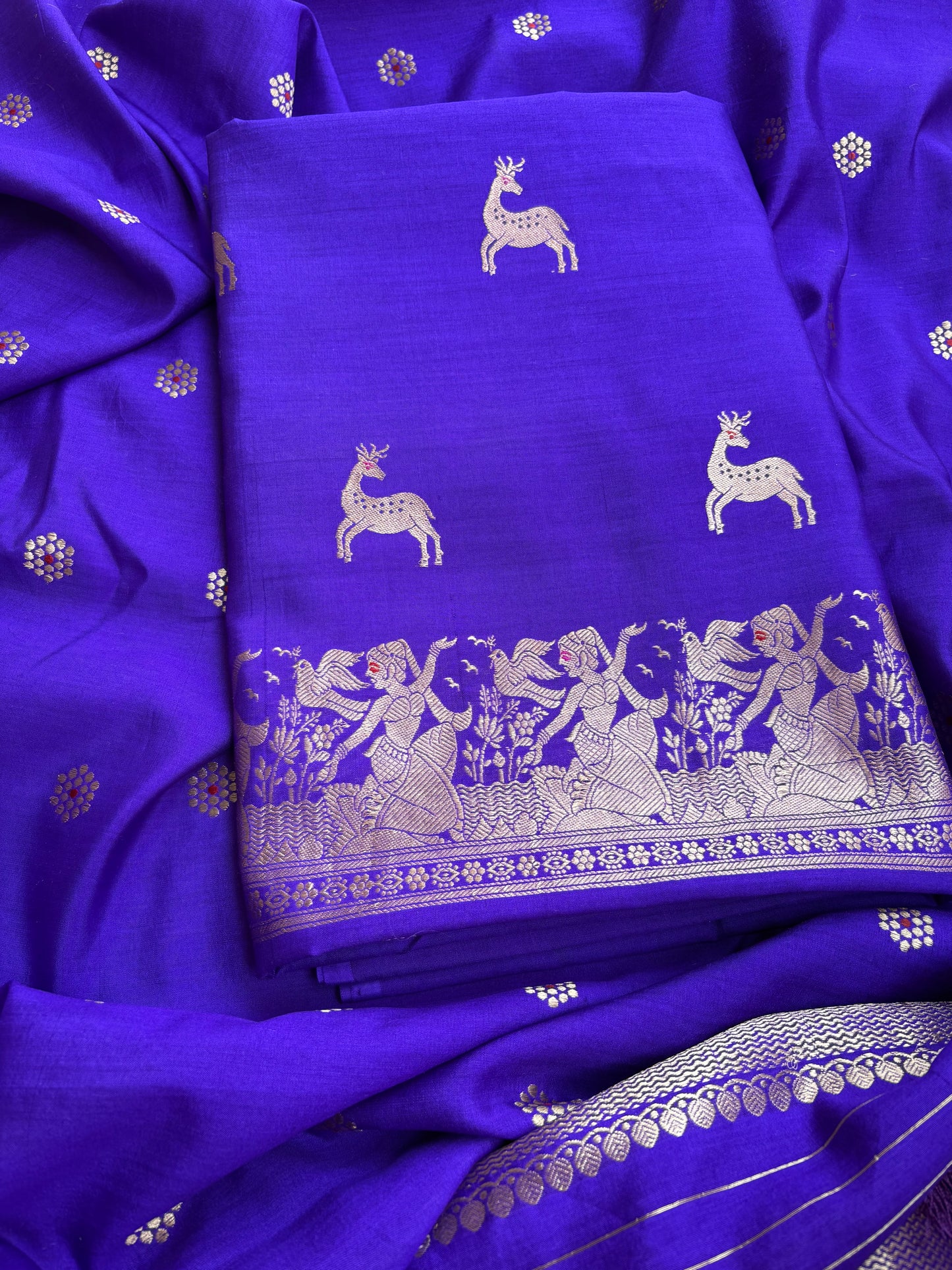 Purple Chiniya silk 3 piece suit set