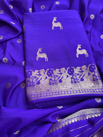 Purple Chiniya silk 3 piece suit set